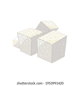 bright beautiful cute feta cheese illustration on background