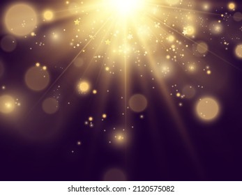 Bright beautiful golden sparks on a  background.	

