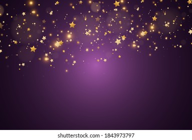 Bright beautiful golden sparks star on a transparent background.