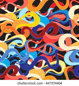 Bright beautiful graphic abstract pattern of waves and curls