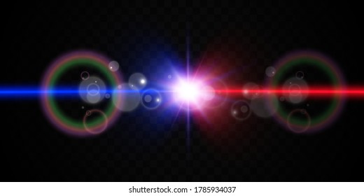 Bright beautiful laser beams on a transparent background. Scanner laser.	
