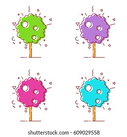 Bright beautiful line image of lollipops, sweets and sweet cotton. Flat vector cartoon illustration. Objects isolated on a white background.