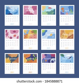 
Bright beautiful multicolored calendar for 2021