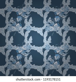 Bright beautiful poppy flowers seamless background. Abstract cute floral print in gray and blue colors. Vector illustration.