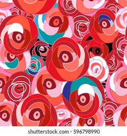 Bright beautiful seamless pattern of red roses