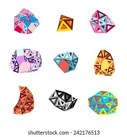 bright beautiful set of different shapes of triangles 