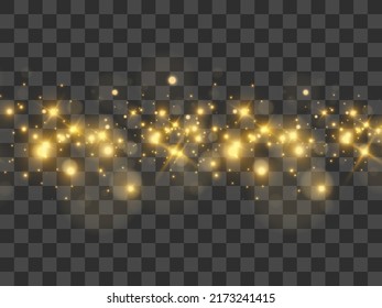 Bright beautiful sparks on a transparent background.