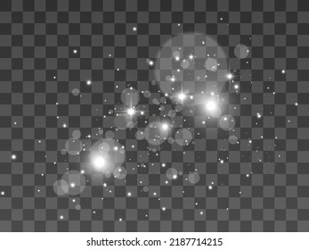 Bright beautiful sparks on a transparent background.
