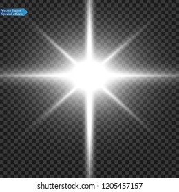 Bright beautiful star. Light from the rays. Christmas star.
