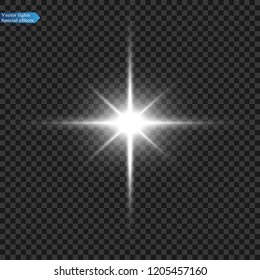 Bright beautiful star. Light from the rays. Christmas star.