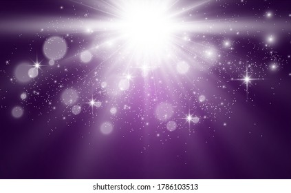 Bright beautiful star. Light from the rays.