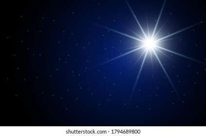 Bright beautiful star. Light from the rays.