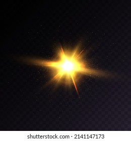 Hermosa estrella brillante. Ilustración vectorial de un efecto luminoso sobre un fondo transparente.Para decoración y diseño.
