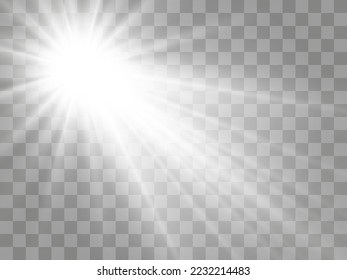 Bright beautiful star.Illustration of a light effect on a transparent background.
