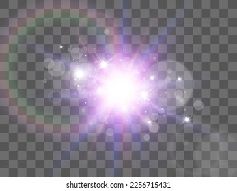Bright beautiful star.Illustration of a light effect on a transparent background.
