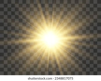 Hermosa estrella brillante.Ilustración de un efecto luminoso sobre un fondo transparente.