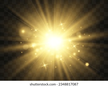 Hermosa estrella brillante.Ilustración de un efecto luminoso sobre un fondo transparente.