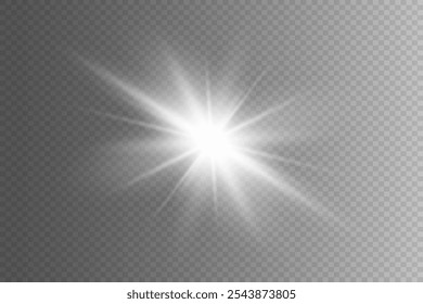 Bright beautiful star.Spear flash, expansion, shine, line, sunlight, spark and stars.  Illustration of a light effect on a transparent background.