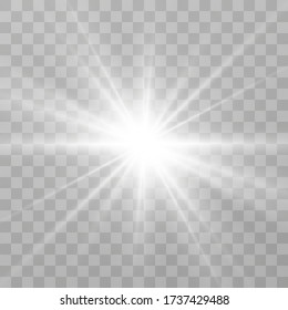 Bright beautiful star.Vector illustration of a light effect on a transparent background.