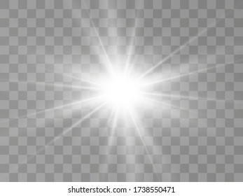 Bright beautiful star.Vector illustration of a light effect on a transparent background.