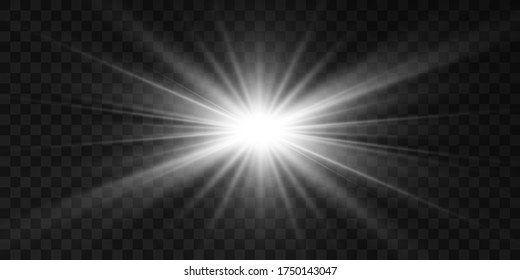 Hermosa estrella brillante.Ilustración vectorial de un efecto de luz sobre un fondo transparente.