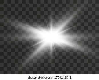 Bright beautiful star.Vector illustration of a light effect on a transparent background.