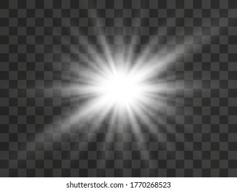 Hermosa estrella brillante.Ilustración vectorial de un efecto de luz sobre un fondo transparente.