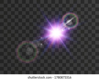 Bright beautiful star.Vector illustration of a light effect on a transparent background.