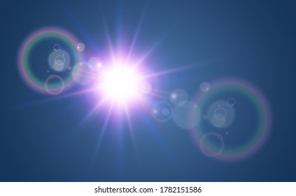 Bright beautiful star.Vector illustration of a light effect on a transparent background.