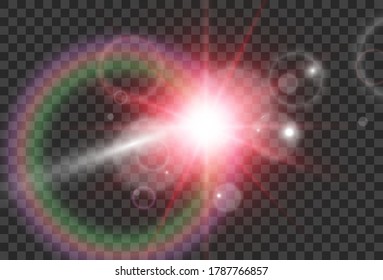 Bright beautiful star.Vector illustration of a light effect on a transparent background.