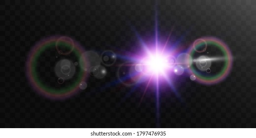 Bright beautiful star.Vector illustration of a light effect on a transparent background.