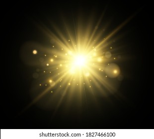 Hermosa estrella brillante.Ilustración vectorial de un efecto de luz sobre un fondo transparente.