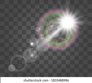 Hermosa estrella brillante.Ilustración vectorial de un efecto de luz sobre un fondo transparente.