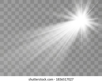 Bright beautiful star.Vector illustration of a light effect on a transparent background.	

