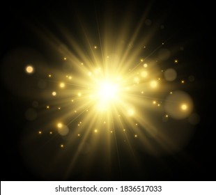 Bright beautiful star.Vector illustration of a light effect on a transparent background.	
