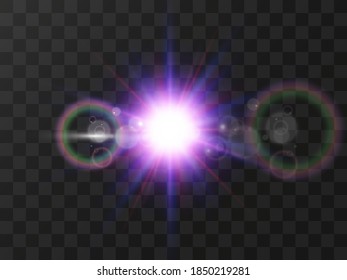 Hermosa estrella brillante.Ilustración vectorial de un efecto de luz sobre un fondo transparente.