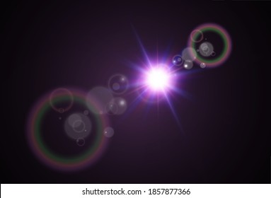 Bright beautiful star.Vector illustration of a light effect on a transparent background.