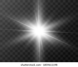 Bright beautiful star.Vector illustration of a light effect on a transparent background.