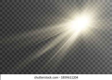 Bright beautiful star.Vector illustration of a light effect on a transparent background.