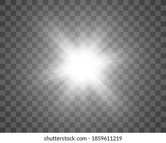 Bright beautiful star.Vector illustration of a light effect on a transparent background.