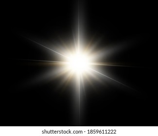 Bright beautiful star.Vector illustration of a light effect on a transparent background.