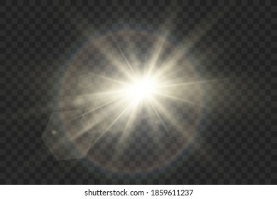 Bright beautiful star.Vector illustration of a light effect on a transparent background.