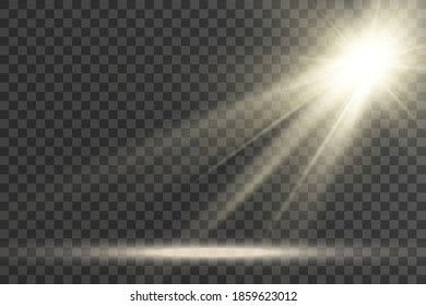 Hermosa estrella brillante.Ilustración vectorial de un efecto de luz sobre un fondo transparente.