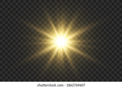 Hermosa estrella brillante.Ilustración vectorial de un efecto de luz sobre un fondo transparente.	
