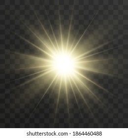 Bright beautiful star.Vector illustration of a light effect on a transparent background.	