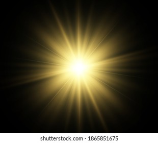 Bright beautiful star.Vector illustration of a light effect on a transparent background.