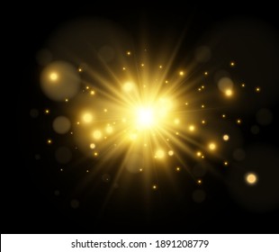 Bright beautiful star.Vector illustration of a light effect on a transparent background.	
