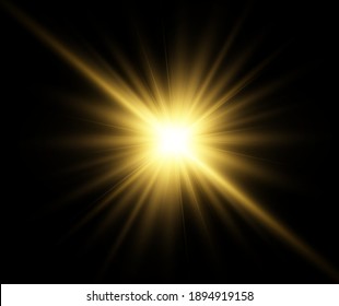 Bright beautiful star.Vector illustration of a light effect on a transparent background.	
