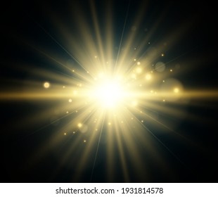 Bright beautiful star.Vector illustration of a light effect on a transparent background.	
