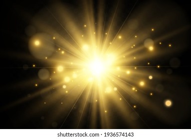 Bright beautiful star.Vector illustration of a light effect on a transparent background.	
